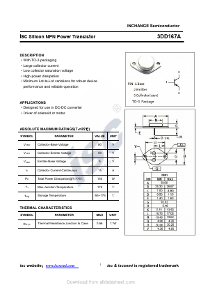 3DD167A Datasheet PDF Inchange Semiconductor