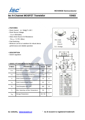 15N65 Datasheet PDF Inchange Semiconductor