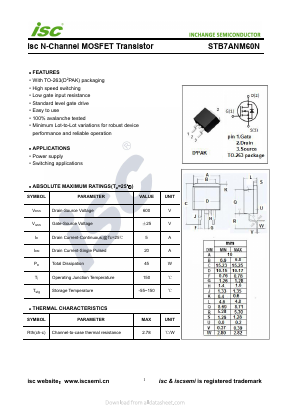 STB7ANM60N Datasheet PDF Inchange Semiconductor