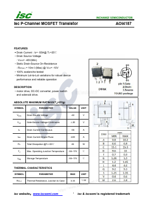 AOI4187 Datasheet PDF Inchange Semiconductor