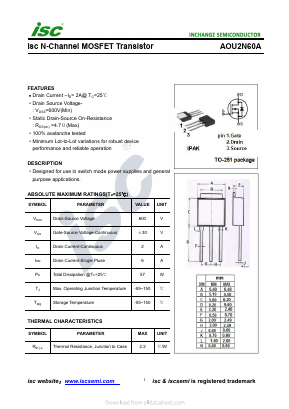 AOU2N60A Datasheet PDF Inchange Semiconductor