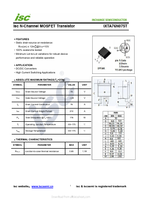 IXTA76N075T Datasheet PDF Inchange Semiconductor