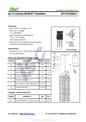 APT47N60BC3 Datasheet PDF Inchange Semiconductor