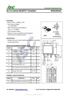 R6003KND3 Datasheet PDF Inchange Semiconductor
