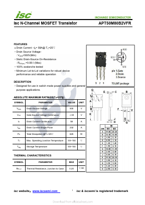 APT50M80B2VFR Datasheet PDF Inchange Semiconductor
