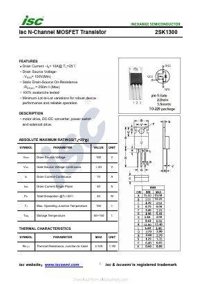 K1300 Datasheet PDF Inchange Semiconductor
