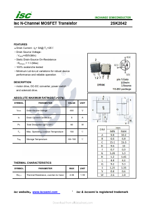 K2042 Datasheet PDF Inchange Semiconductor