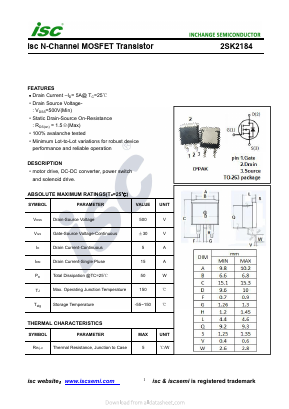 K2184 Datasheet PDF Inchange Semiconductor