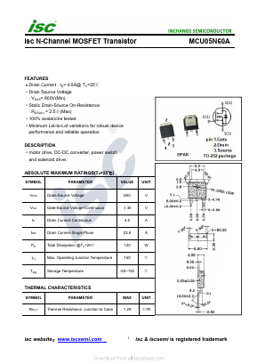 MCU05N60A Datasheet PDF Inchange Semiconductor