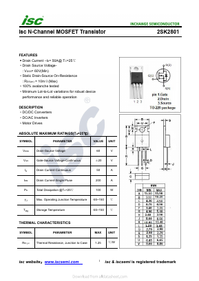 2SK2801 Datasheet PDF Inchange Semiconductor