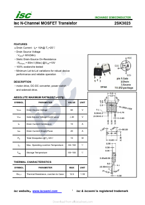 2SK3023 Datasheet PDF Inchange Semiconductor