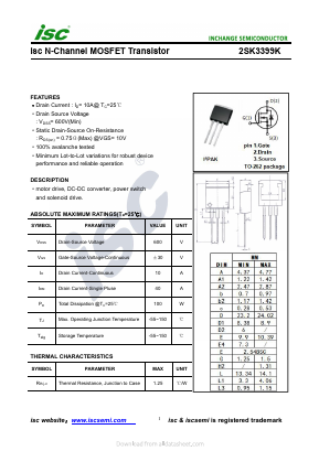 2SK3399K Datasheet PDF Inchange Semiconductor