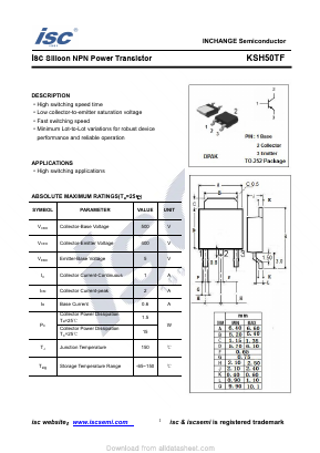 KSH50TF Datasheet PDF Inchange Semiconductor