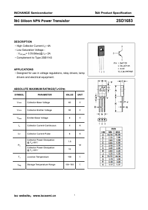 2SD1683 Datasheet PDF Inchange Semiconductor