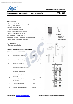 D1890 Datasheet PDF Inchange Semiconductor