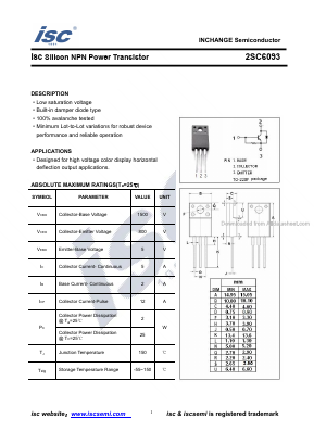 2SC6093 Datasheet PDF Inchange Semiconductor