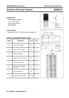 KSD5015 Datasheet PDF Inchange Semiconductor