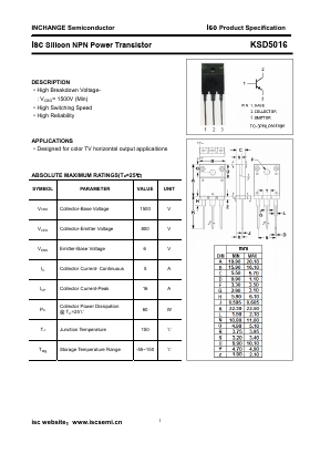 KSD5016 Datasheet PDF Inchange Semiconductor