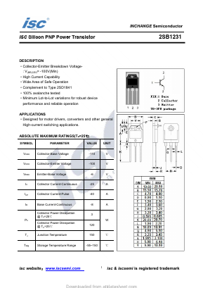 2SB1231 Datasheet PDF Inchange Semiconductor