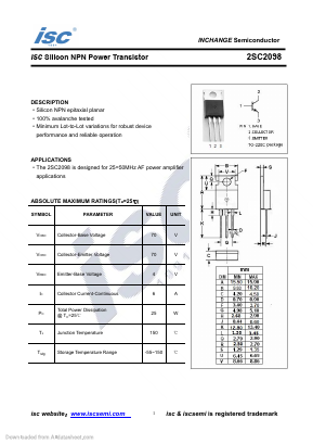 2SC2098 Datasheet PDF Inchange Semiconductor