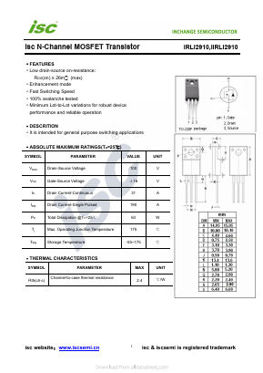 IIRLI2910 Datasheet PDF Inchange Semiconductor