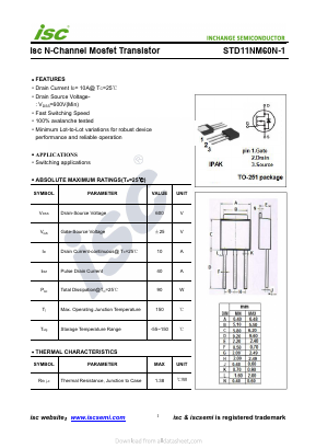 STD11NM60N-1 Datasheet PDF Inchange Semiconductor