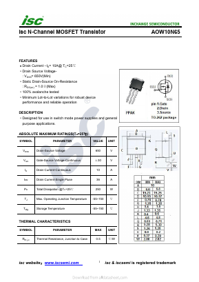 AOW10N65 Datasheet PDF Inchange Semiconductor