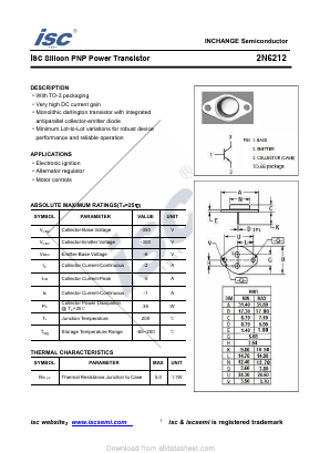 2N6212 Datasheet PDF Inchange Semiconductor