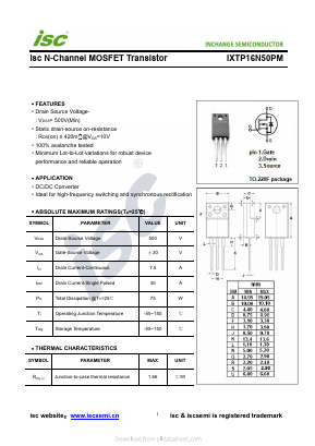 IXTP16N50PM Datasheet PDF Inchange Semiconductor