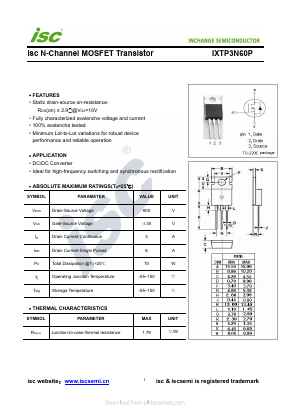 IXTP3N60P Datasheet PDF Inchange Semiconductor