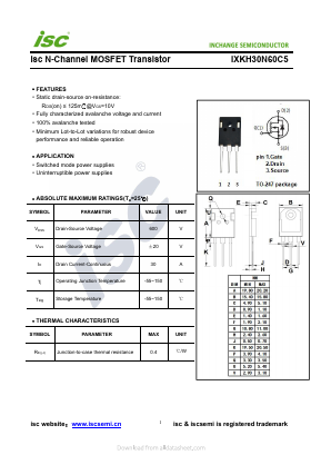 IXKH30N60C5 Datasheet PDF Inchange Semiconductor