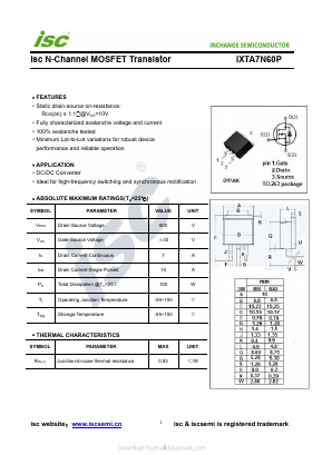 IXTA7N60P Datasheet PDF Inchange Semiconductor