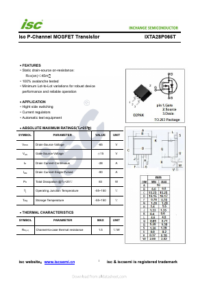 IXTA28P065T Datasheet PDF Inchange Semiconductor