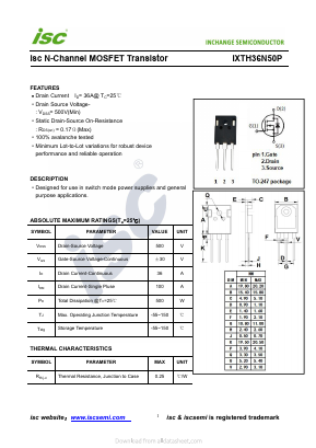 IXTH36N50P Datasheet PDF Inchange Semiconductor