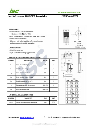 IXTP90N075T2 Datasheet PDF Inchange Semiconductor