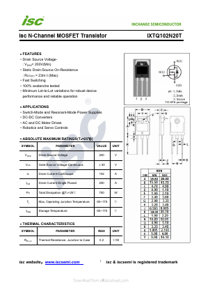 IXTQ102N20T Datasheet PDF Inchange Semiconductor