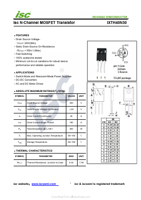 IXTH40N30 Datasheet PDF Inchange Semiconductor