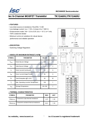 ITK12A60U Datasheet PDF Inchange Semiconductor