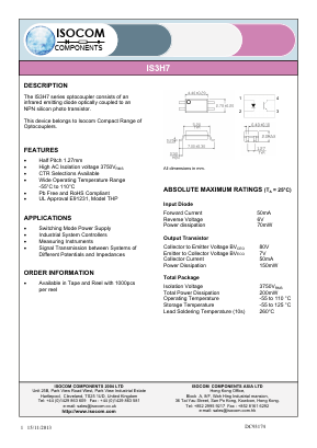 IS3H7 Datasheet PDF Isocom 