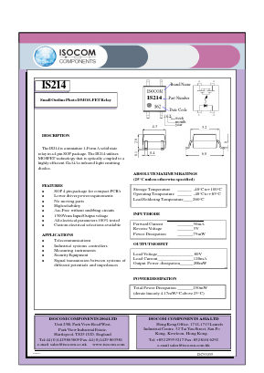 IS214 Datasheet PDF Isocom 