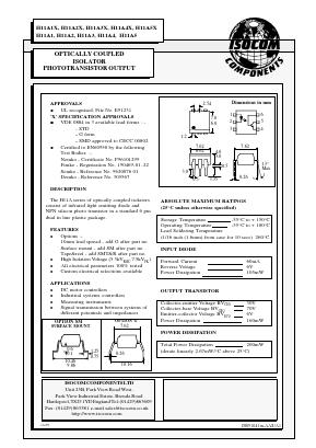 H11A3X Datasheet PDF Isocom 