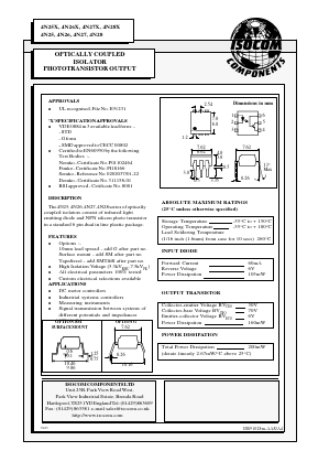 4N28X Datasheet PDF Isocom 