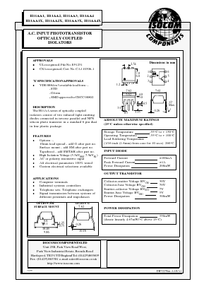 H11AA2X Datasheet PDF Isocom 