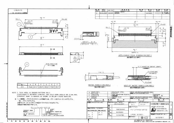 FI-JT40S-HF10 Datasheet PDF Japan Aviation Electronics Industry, Ltd.