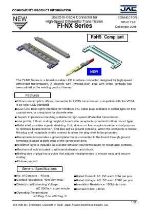 FI-NX40CL-SH02-7000 Datasheet PDF Japan Aviation Electronics Industry, Ltd.