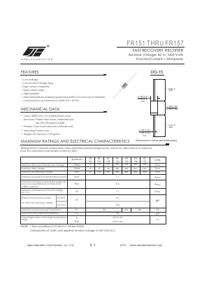 FR157 Datasheet PDF Jinan Jing Heng Electronics Co., Ltd.
