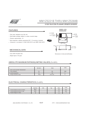 MM1Z5227B Datasheet PDF Jinan Jing Heng Electronics Co., Ltd.