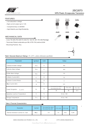 2SC2073 Datasheet PDF Jinan Jing Heng Electronics Co., Ltd.