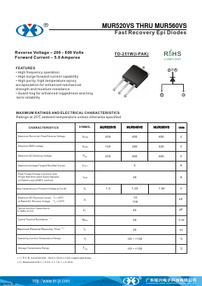 MUR520VS Datasheet PDF Guangzhou Juxing Electronic Co., Ltd.