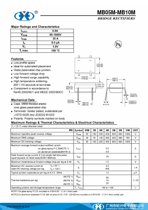 MB6M Datasheet PDF Guangzhou Juxing Electronic Co., Ltd.
